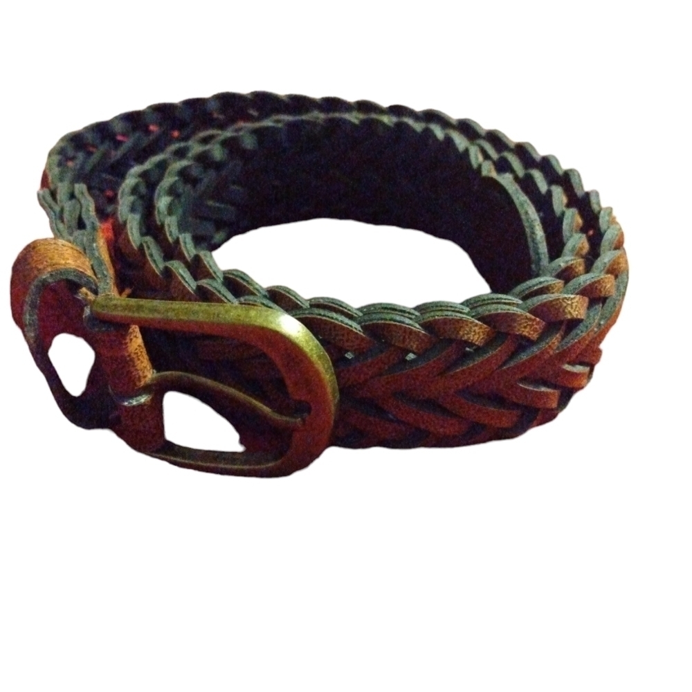 Brown Braided Belt w. Rustic Buckle Western Streetwear Equestrian Style Sz. 6-8